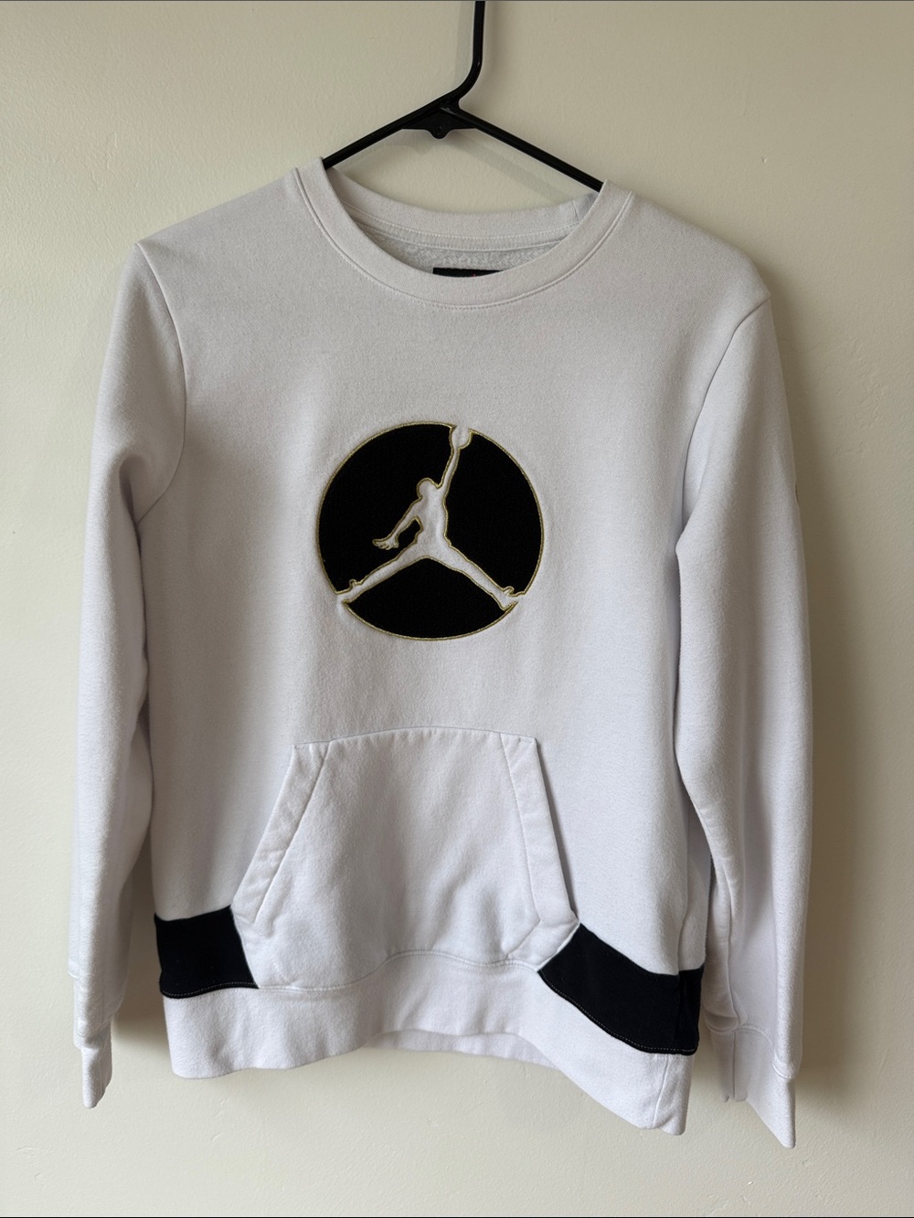 Jordan White Crewneck Sweatshirt with Black & Gold Jumpman